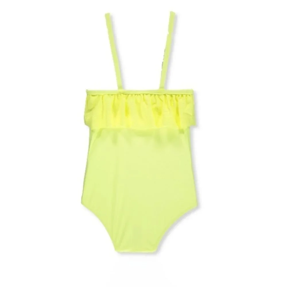 NWT Kensie Girl UPF50 Sunny Yellow Eyelet 1 Piece Swimsuit Size 6X